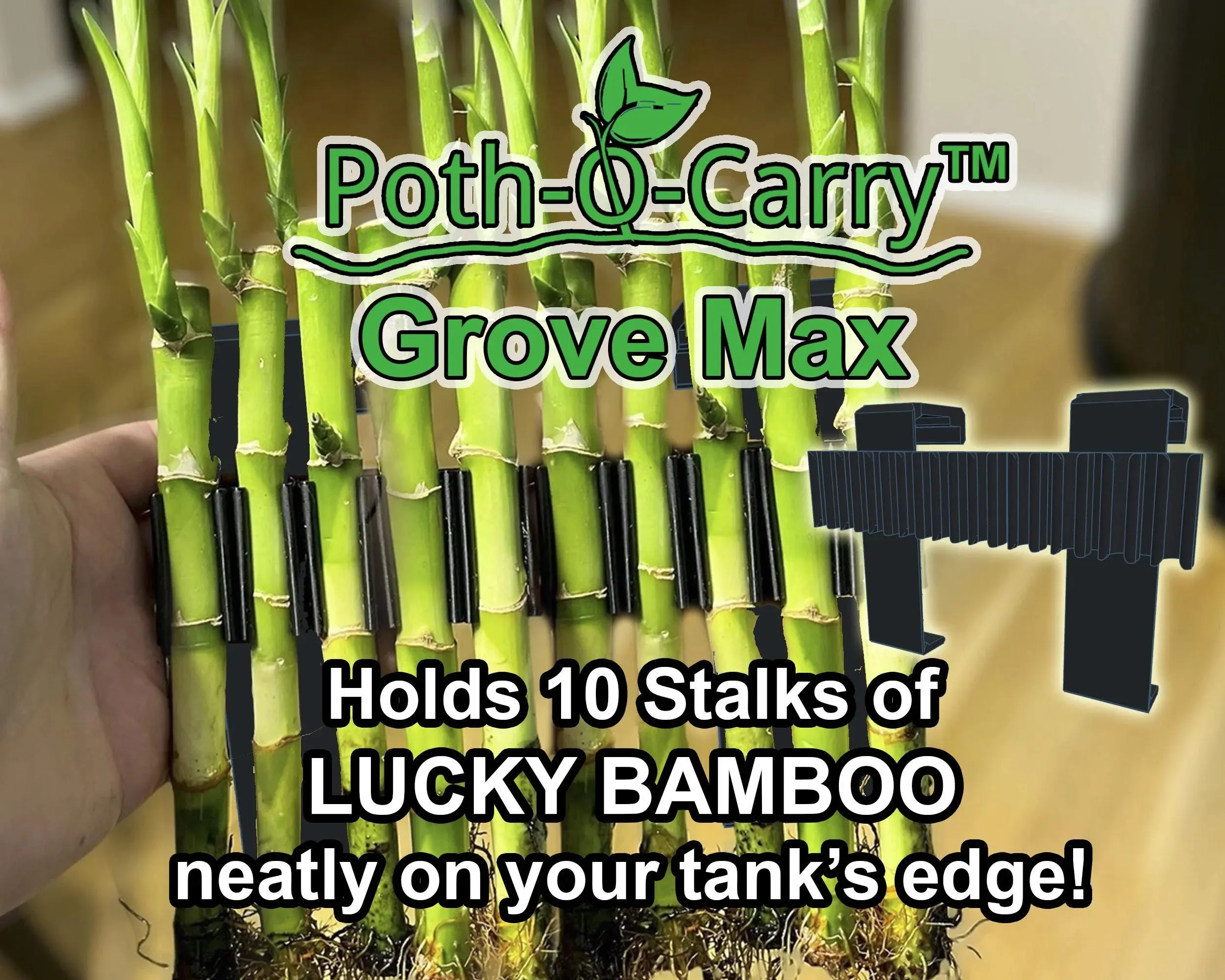 Poth-O-Carry® Grove Max: Lucky Bamboo wall for the rim of your aquarium
