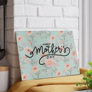 Happy Mother's Day Glass Cutting Board - Pink Watercolor Flowers