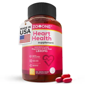 ZOOONE Heart Health 1830mg Supplement - 6-in-1 Formula with Krill Oil CoQ10 Magnesium Glycinate Beet Root Antioxidant for Heart Health & Energy Production 120 Softgels Gluten-Free Vegan Non-GMO Gelatin-Free Made in USA