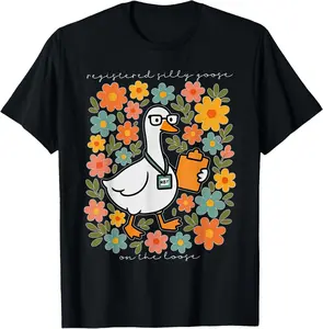 100% cotton Unisex Floral Registered Silly Goose Behavior Technician ABA RBT T-Shirt