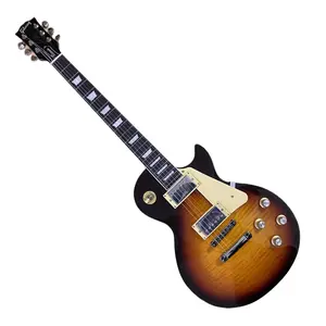 Vintage Sunburst LP Style Guitar with Flame Maple Top - Perfect for Beginners & Pro Musicians