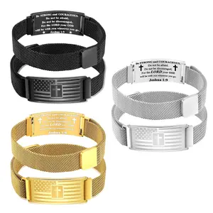 American Flag Cross Bracelet for Men, Bible Verse Stainless Steel Adjustable Bracelet Religious Christian Jewelry Gifts for Thanksgiving Christmas Stocking Stuffers Grandson Son Highquality Finish Charm Bracelet Gift bracelet  men