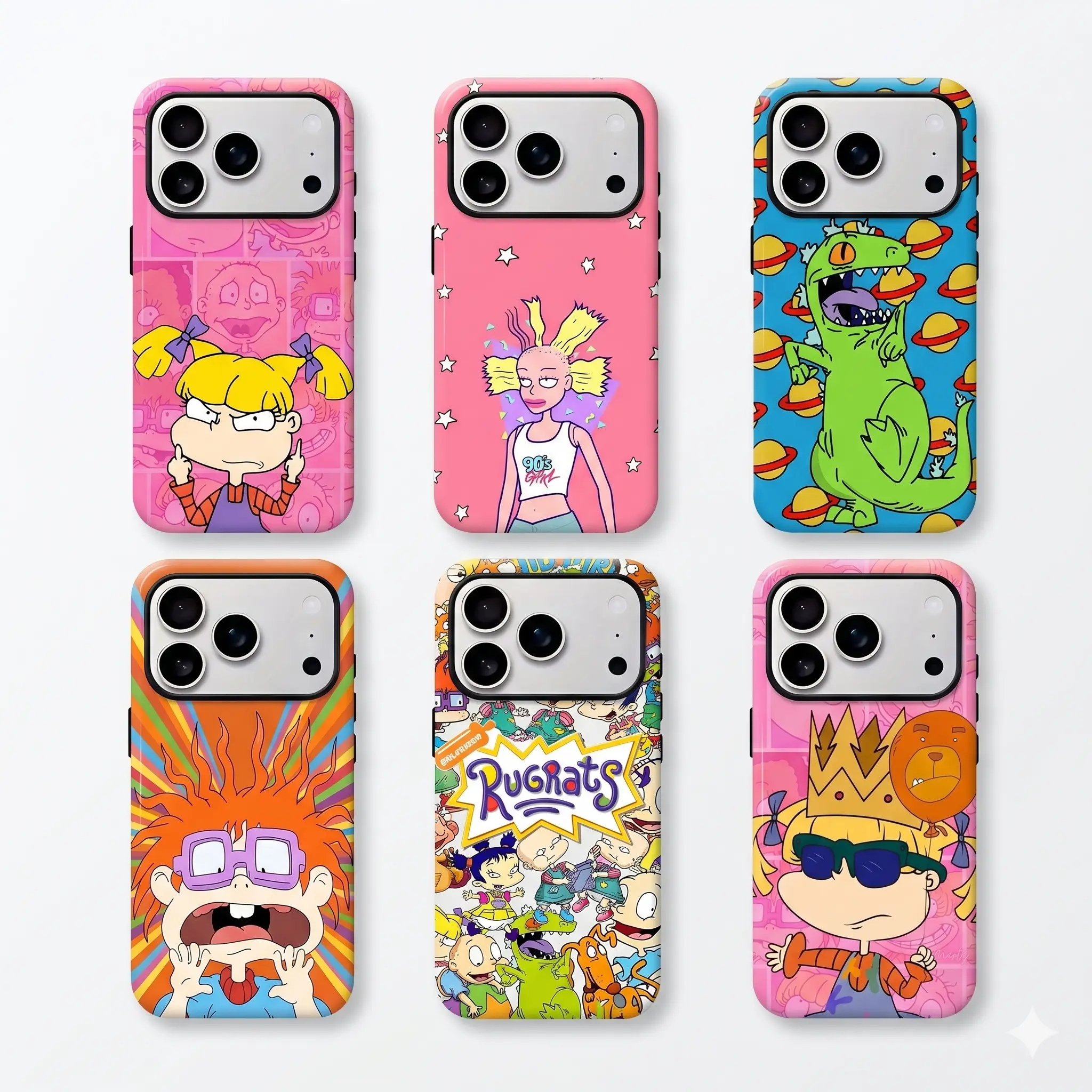 Cartoon Rugrats Smartphone Case for Boys - Protective, Anti-Slip Shockproof Transparent Soft Silicone TPU Bumper Cover with Full Protection for iPhone 17 Pro Max,16 Plus,15,14,13,12,11 Mobile Accessory