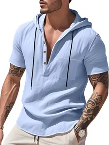 Men's Solid Color Polo Shirt, Casual Regular Fit Short Sleeve Half Zip Up Top for Summer, Fashion Men's Clothes for Daily Wear, Gamis