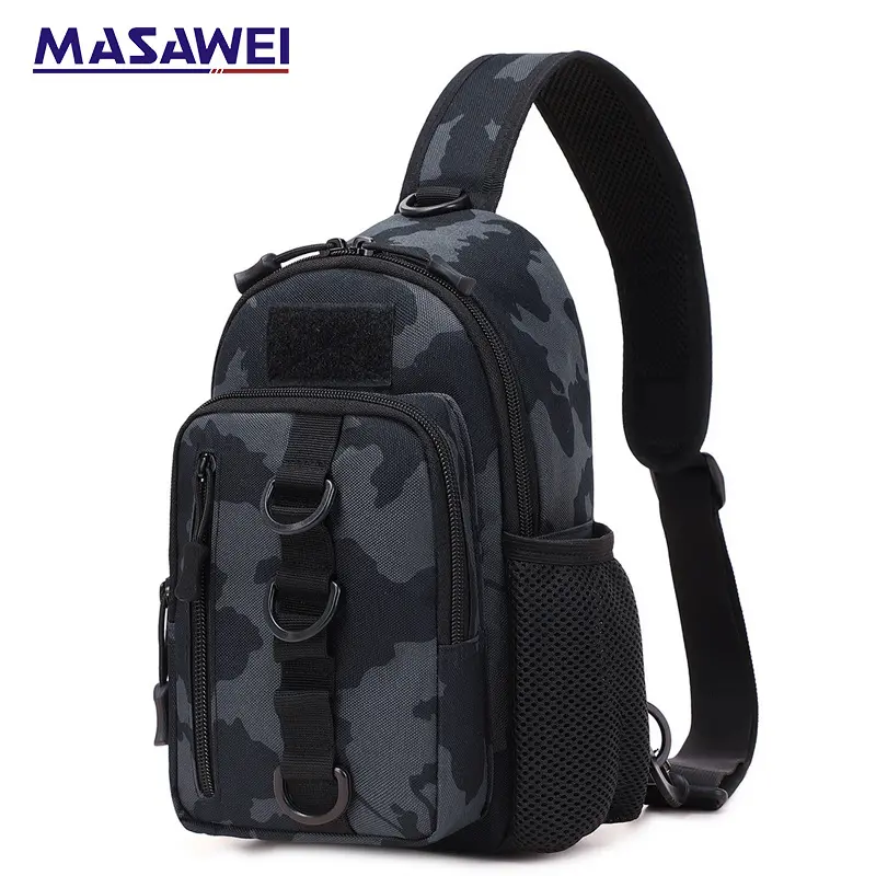 Men's outdoor camouflage chest bag crossbody shoulder bag large capacity military tactical backpack organizer, Adjustable Shoulder Bag, Multifunctional Sling Bag