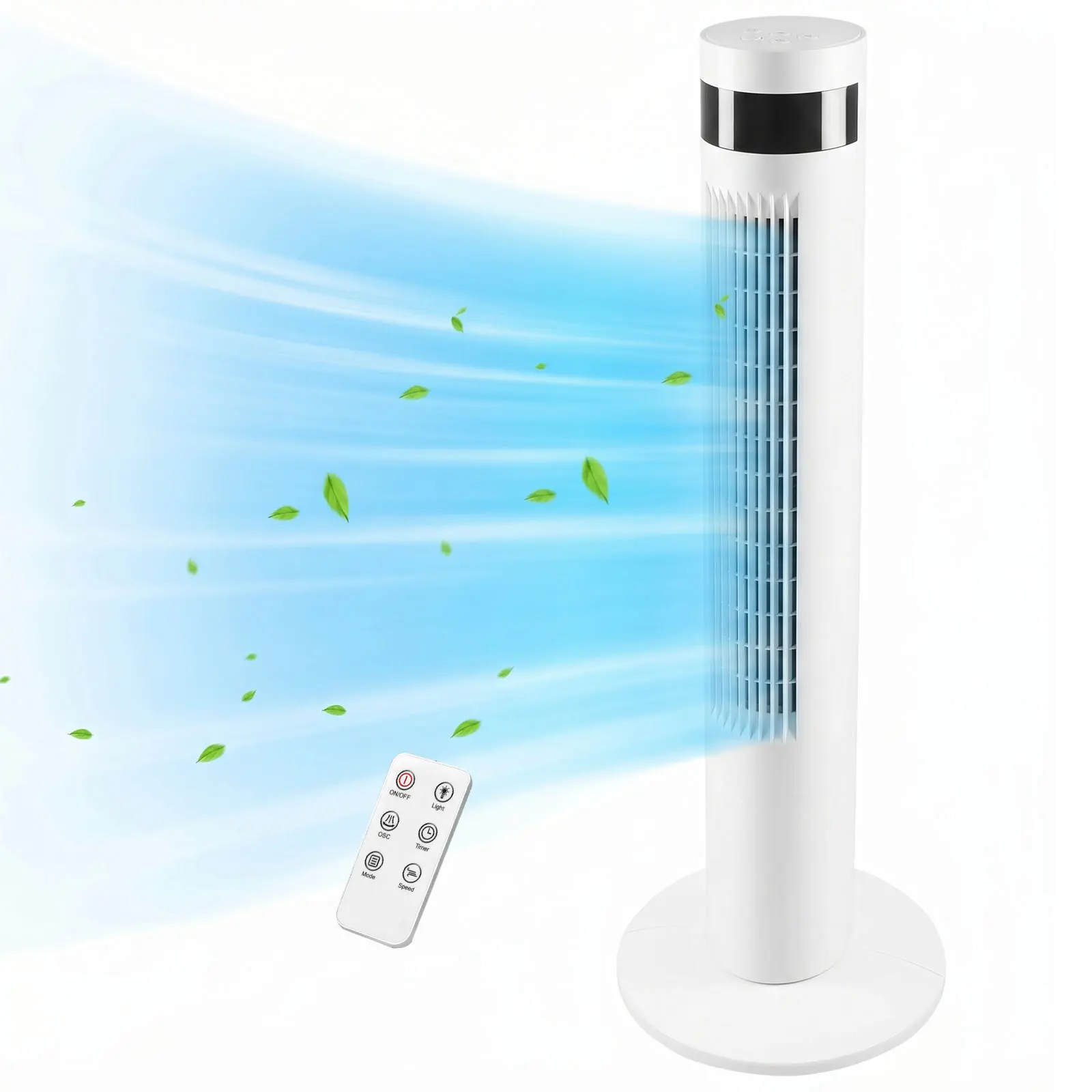 【NOT AC】Electactic Portable Tower Fan 36inch Quiet Bladeless Oscillating Floor Fan Remote Control 3-Speed Wind Mode 12H Timer for Bedroom Office Home