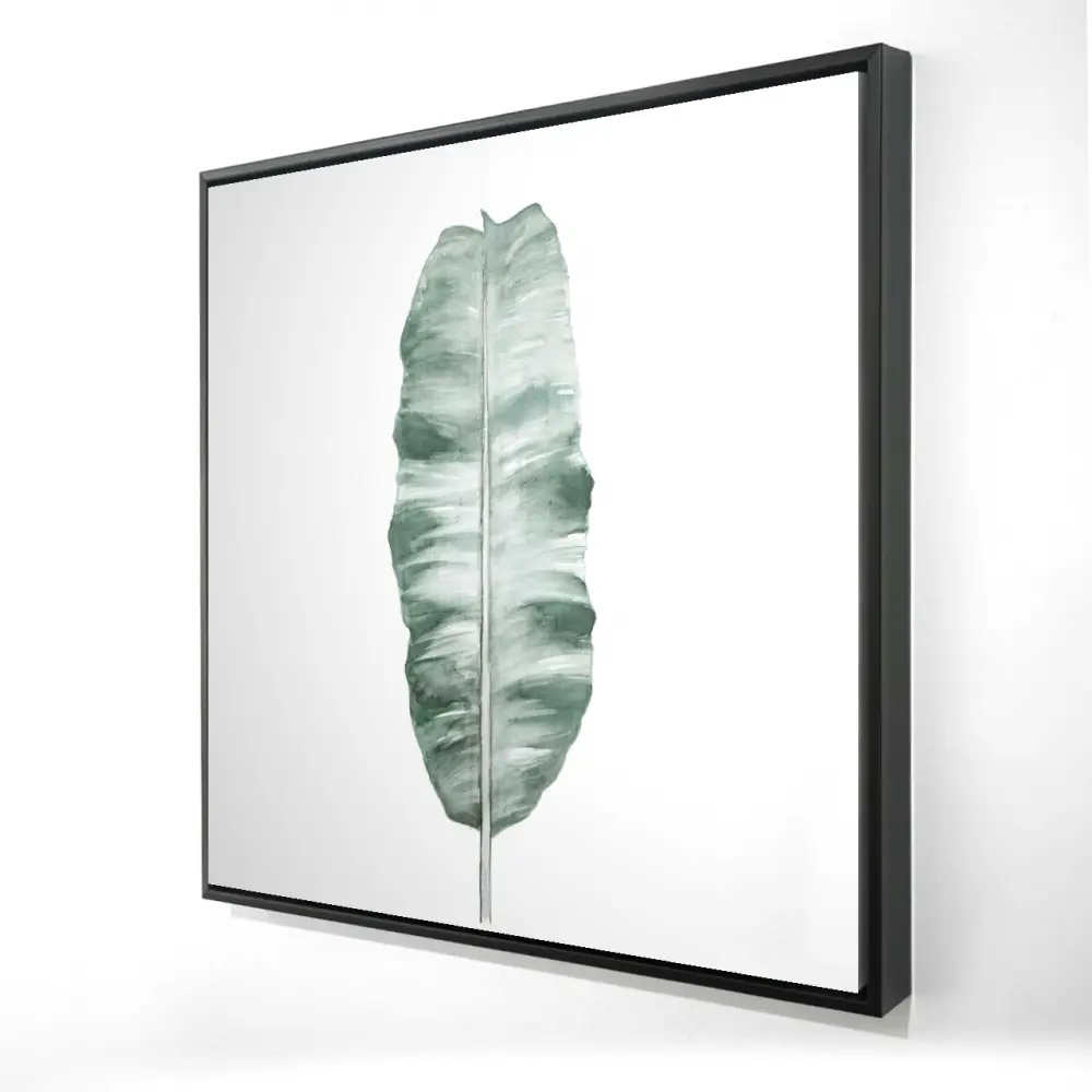 360 Stand Framed Wall Artwork, 36x36 in. Nature Print with Leaf Motif - Floral Banana Leaf, Artistic Green Leaves, Easy-Hang Home Decor Supplies, Decoration, Green Aesthetic, Artistic Decorative Wall Arts