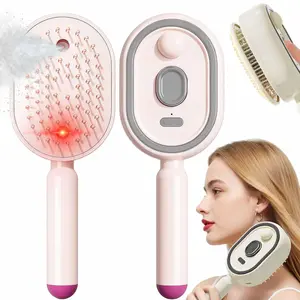 Electric Spray Air Cushion Massage Comb, 3-in-1 Rechargeable Steam Hair Brush with Water Mist, Self-Cleaning Anti-Tangle Air Cushion Comb, Anti-Frizz Hydrating Hair Brush for Dry Damaged Hair