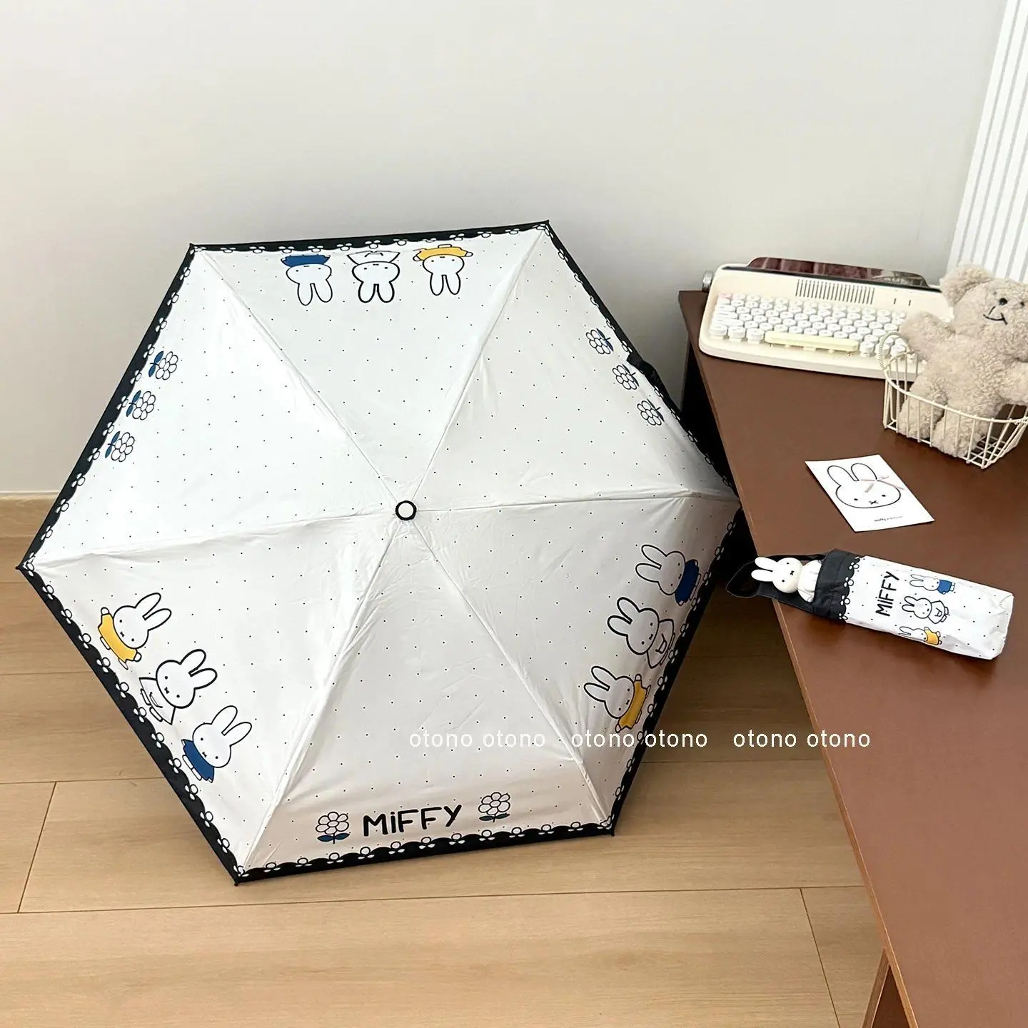 Miffy Rabbit Manual Umbrella Cartoon Doll on Ins Portable Sun Protection Umbrella Lightweight Mini Sunscreen Umbrella Gifts