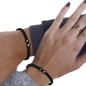 Trendy Heart Braided Bracelet 3-Piece Set for Couples Wax Rope Design Comfortable Fit Symbolic Heart Detail Perfect Gift for Anniversaries Birthdays Modern & Versatile