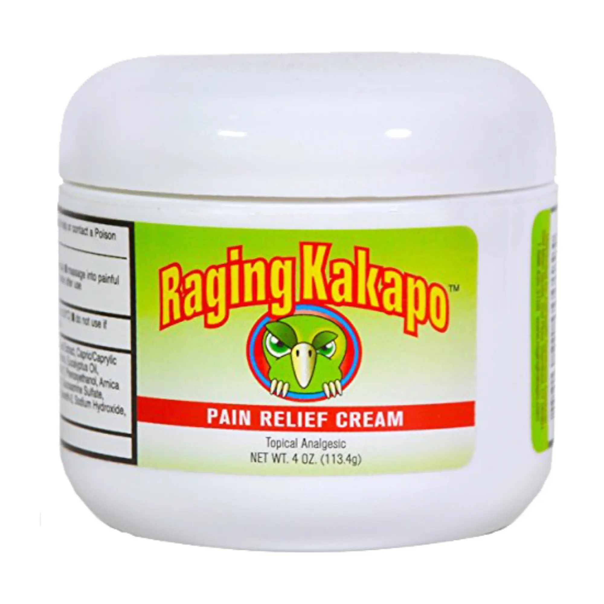 Raging Kakapo Pain Relief Cream - Sore Muscles, Joint Pain & Aches - Odor Free, Non-Greasy Pain Cream - Histamine Dihydrochloride, Capsaicin, Emu Oil & More - 4 oz. Jar