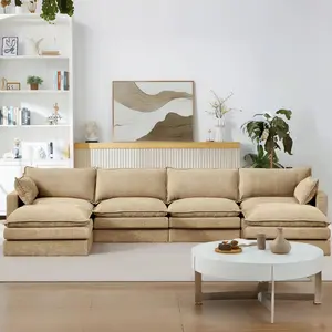 130.7 "U-shaped living room sofa set, modern modular sofa, split sofa, four people comfortable cloud sofa, can be combined by themselves, suitable for living room, bedroom, living room and studio