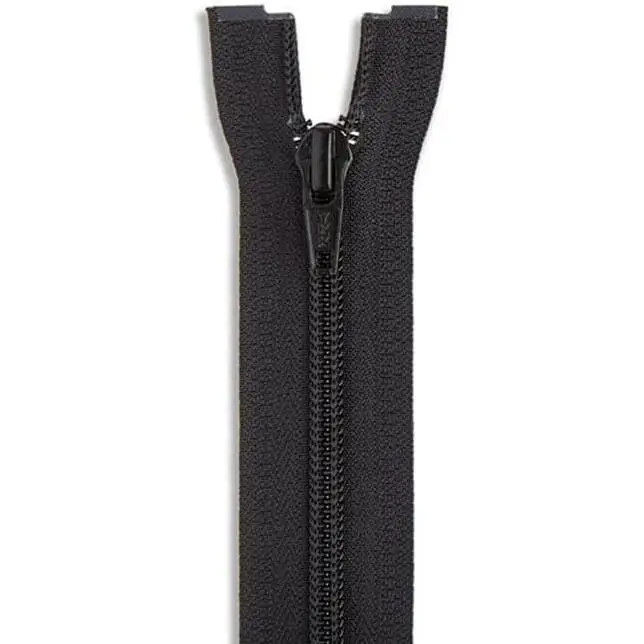 24 Inch Black Nylon Coil Zipper - One-Way Separating Open-End Zipper for Sewing, Crafts & Clothing