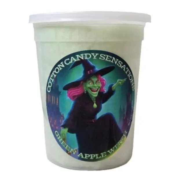 Halloween Series Green Apple Witch Gourmet Cotton Candy - Cotton Candy Sensations 200+ Flavors - Trick Or Treat Party Favor Snacks