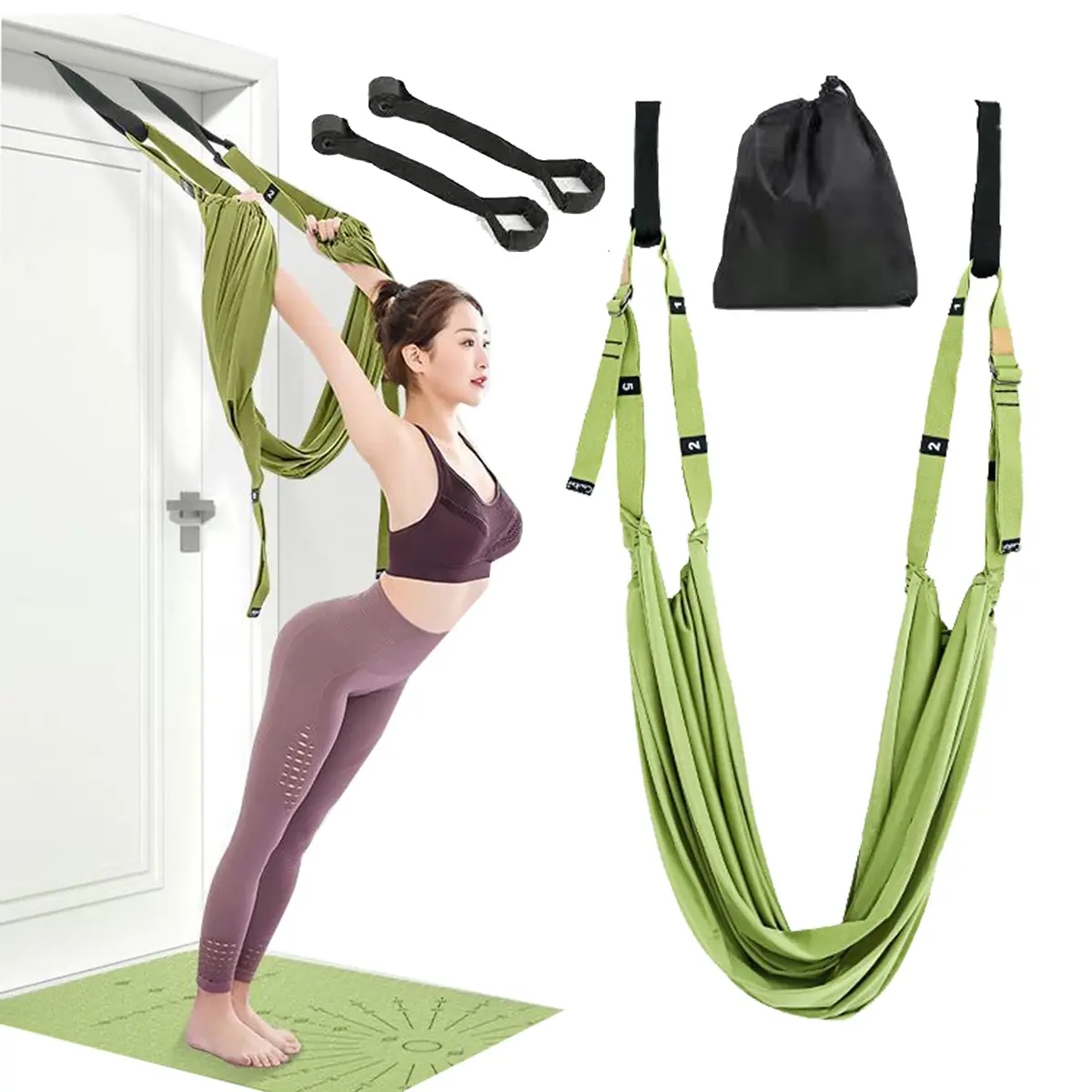 Home Yoga Hanging Strap Door Hanging Design Multi Functional Fitness Tool Can Be Used as a Shoulder and Back Opener Resistance Band Lower Back Trainer and Assists with Backbends and Handstands Workout Band Exercise Mat