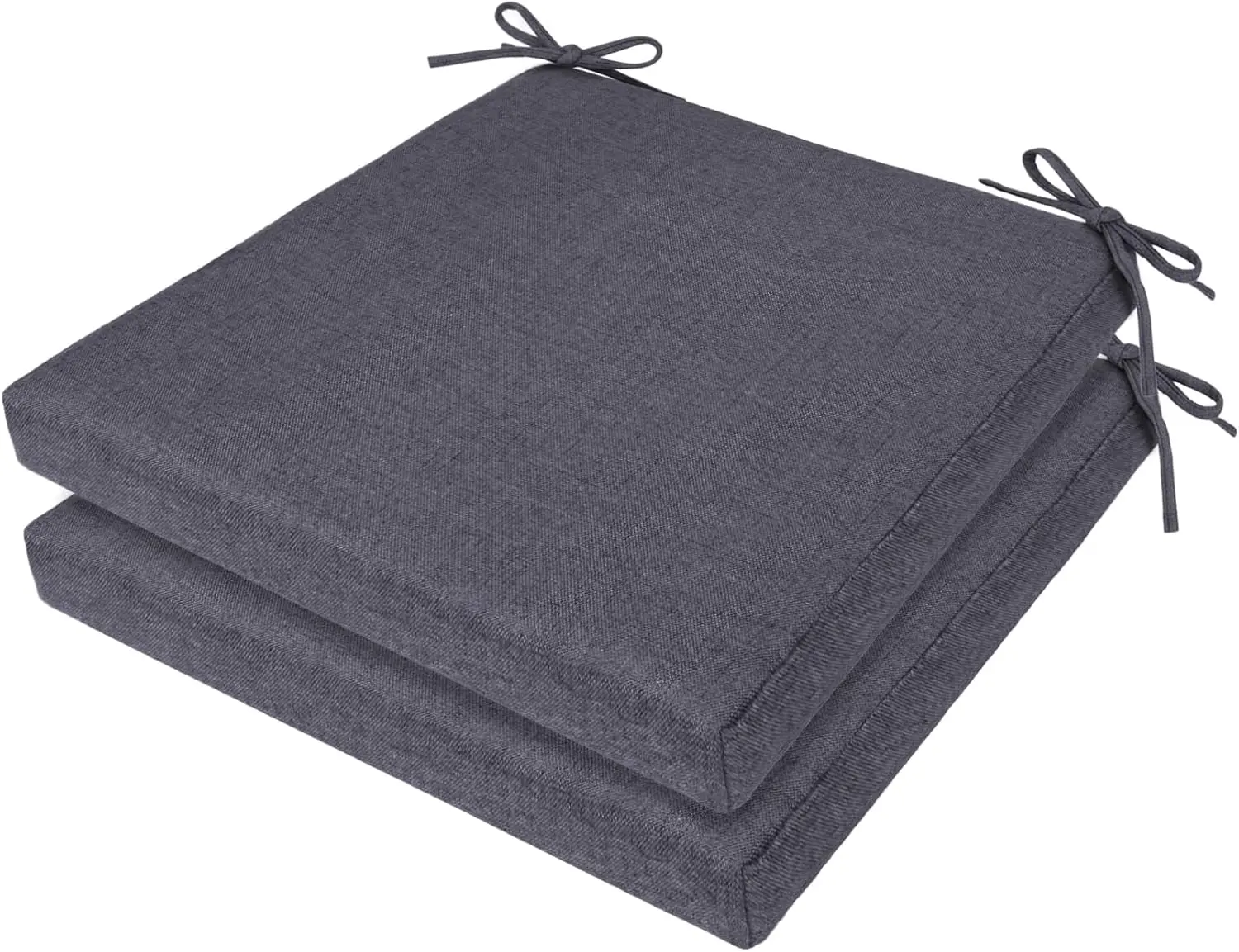 【Set of 2】Anygod Chair Cushions for Dining Chairs, Indoor Square Seat Cushion for Folding Chairs with Ties and Removable Washable Cover, Chair Pads 15.5" x 15.5" x 2", Kitchen Chair Cushions Set of 2, Grey