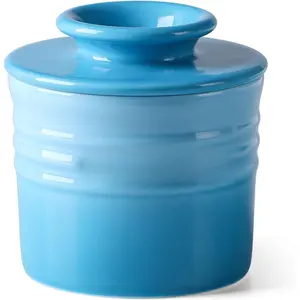 Butter Crock for Counter with Water,  Butter Dish with Lid for Countertop, Butter Holder for Soft Spreadable Butter, Butter Keepers to Leave  Counter, Ideal , Gradient Blue