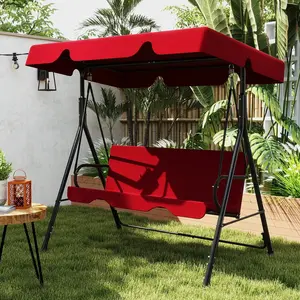 3-Seat Outdoor Patio Swing Chair with Adjustable Shade Canopy, Removable Cushions,  for Outdoor Lounge Modern