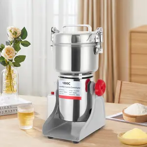 Grain Grinder 304 Stainless Steel 3600W All-Copper Motor 2.2 lb Capacity 1-5 Minute Timer 50-300 Mesh Fine Grinding Overload Protection Easy to Clean Suitable for Home Pharmacy, Spices, and Coffee