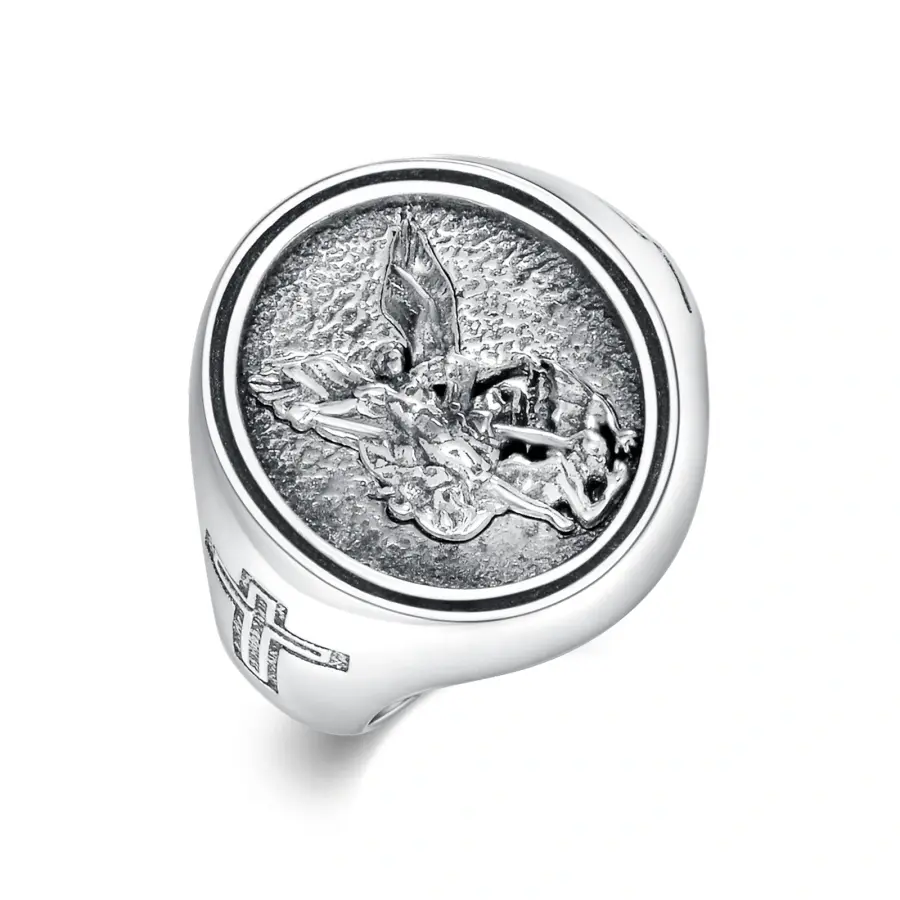 S925 sterling silver Saint Michael ring full size can be given as a gift or worn by yourself