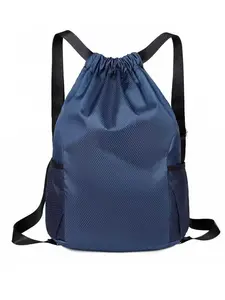 Outdoor Lightweight Waterproof Drawstring Bag, Large Capacity Sports Sack with Mesh Side Pockets, Portable Shoulder Backpack for Men and Women, Sports Bags