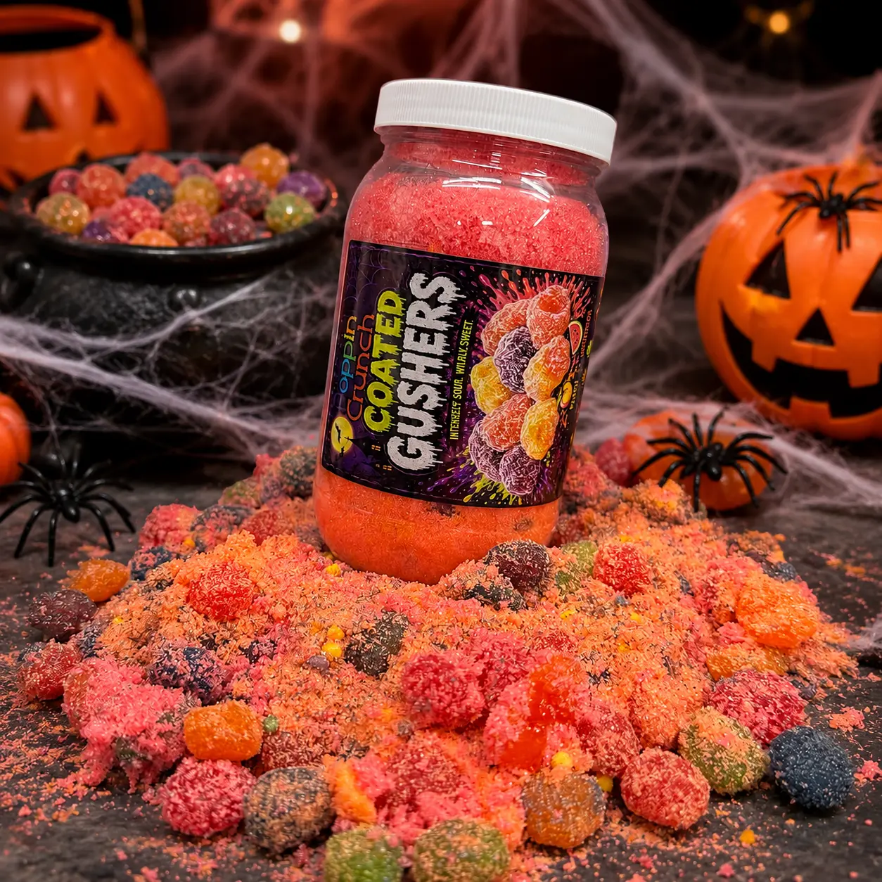 Poppin Crunch Intense Sour Coated Gushers – Black Raspberry, Peach & Watermelon Trio | 1 LB (16 oz / 454 g)