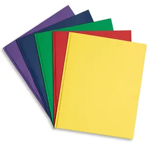 100 Paper Two Pocket Folders with Prongs, 2 Pocket Folders Bulk 100 Pack, Assorted 5 Colors, 3 Prongs for Letter Size Paper, Designed for Office and Classroom