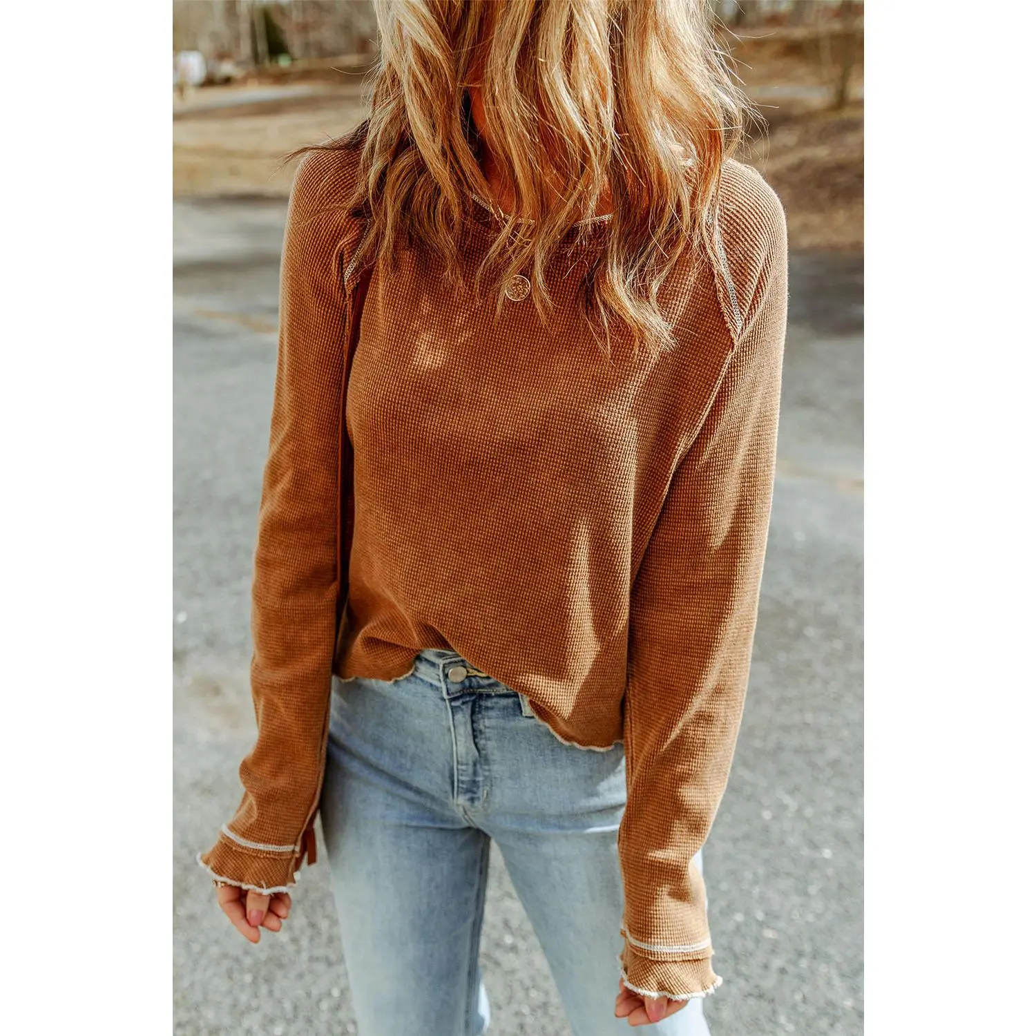 Burnt Orange Raglan Sleeve Top