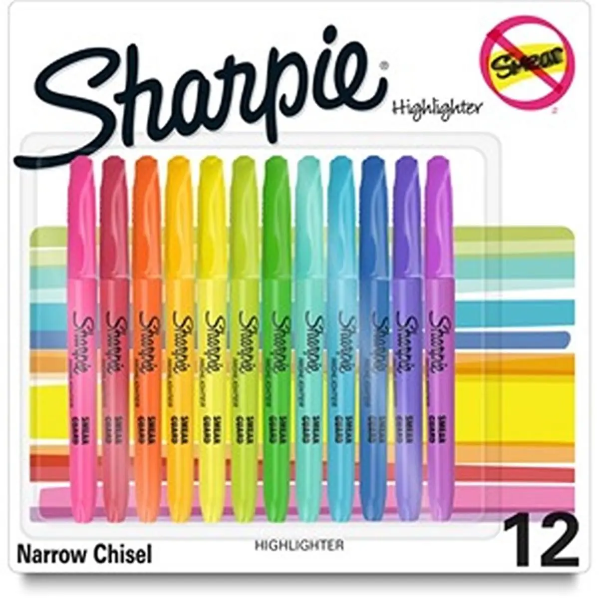 Sharpie Accent Guard Highlighter 12-Pack Assortment Kit Markers & Highlighters, AP Certified Odorless Nontoxic, User-Friendly Chisel Tip, Dry Ink, High Contrast Highlight Text, Narrow & Wide Marking, Smearguard™ Office Stationery