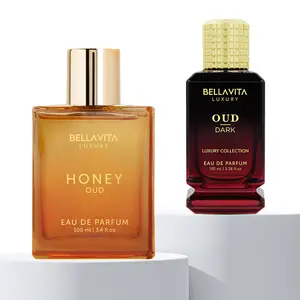 BellaVita Luxury Oud Dark & Honey Oud Perfume Bundle | 2 Full-Size Eau De Parfum 100ml | Long-Lasting Woody, Musky, Floral & Spicy Notes | Grapefruit, Vetiver, Patchouli, Vanilla & Bergamot | Clean, Vegan & Cruelty-Free Fragrances