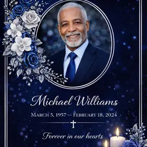 Personalized Blue and Silver Memorial Canvas 16x20” | Celebration of Life Tribute