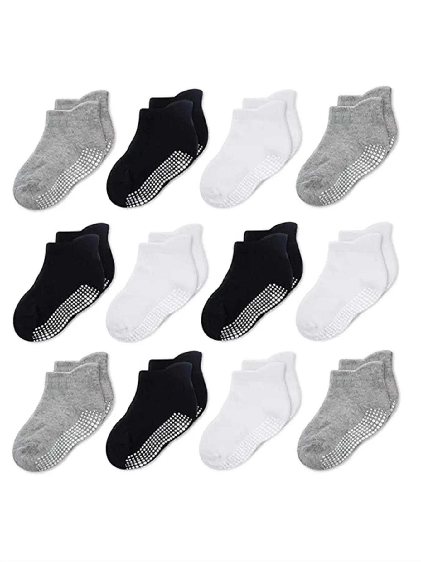 Baby Boys' Plain Anti-slip Crew Socks, Toddler Grip Socks, Casual Comfortable Breathable Socks for Daily Wear, Knit Crew Socks for All Seasons, Soft Comfy Socks, Kid Socks