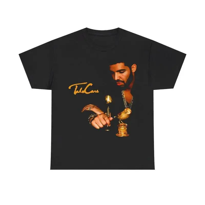 Drake Take Care Vintage Graphic T-Shirt, Unisex 100% Cotton Retro Hip Hop Streetwear Crewneck Short Sleeve Tee, Black