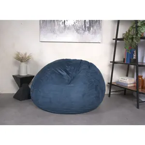 【GOOGREAT】5-Foot Comfortable High-Density Shredded Foam Bean Bag Chair for Kids and Adults, with Removable Microsuede Cover, Ideal Reading and Bedroom Floor Lounge, Midnight Blue
