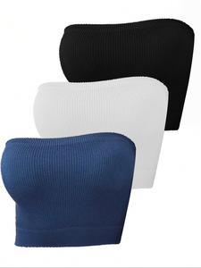 women's solid sports bandeau bra, breathable comfy strapless yoga bra, ladies sportswear for indoor outdoor wear, gym clothes, sports bra, women's bras, activewear, workout clothes women, yoga wear fitness