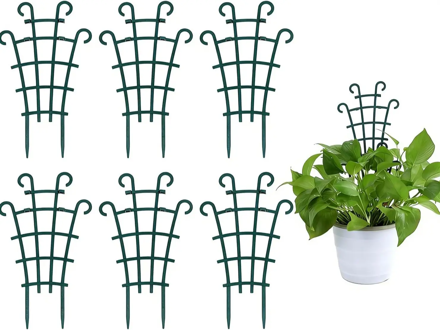 6Pcs Plant Trellis for Climbing Plants Trellis for Potted Plants Stackable Plastic Pot Plant Support Trellis for Indoor Outdoor Hoya Vines Pothos