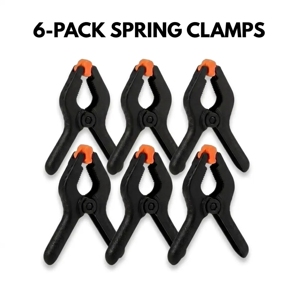 6-Pack Heavy-Duty Plastic Spring A-Clamps, Nylon Quick-Grip Clips for Photography Backdrop Holding, Woodworking & Craft Projects