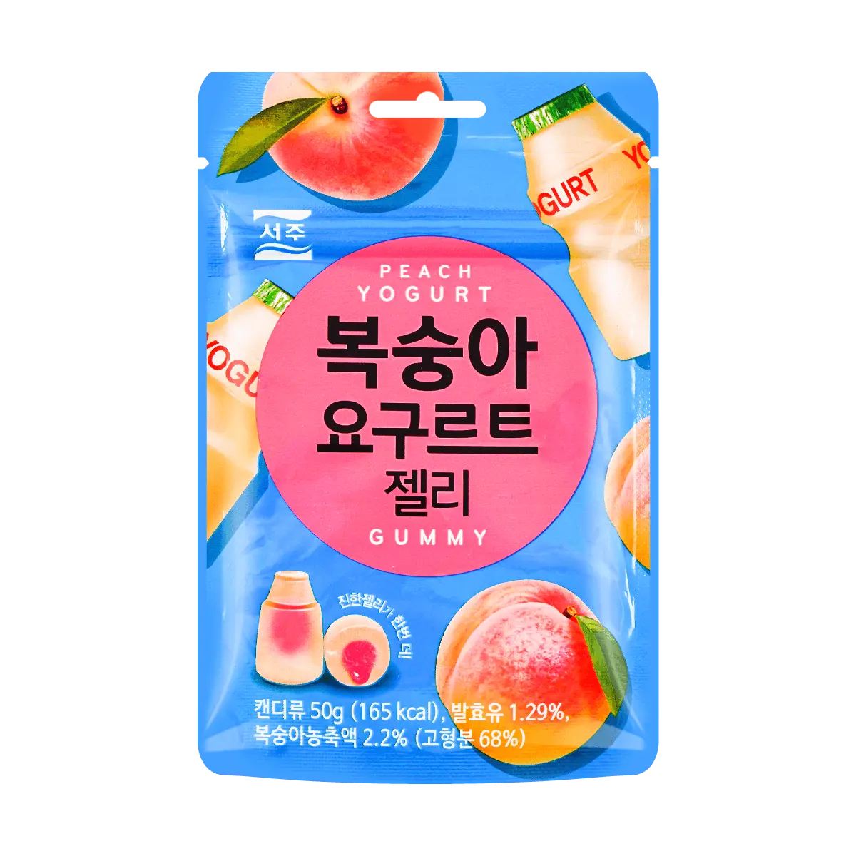 SEOJU Korean Peach Yogurt Gummy Candy - 50g, Soft Chewy Fruit Jelly with Probiotics, Emart Convenience Store
