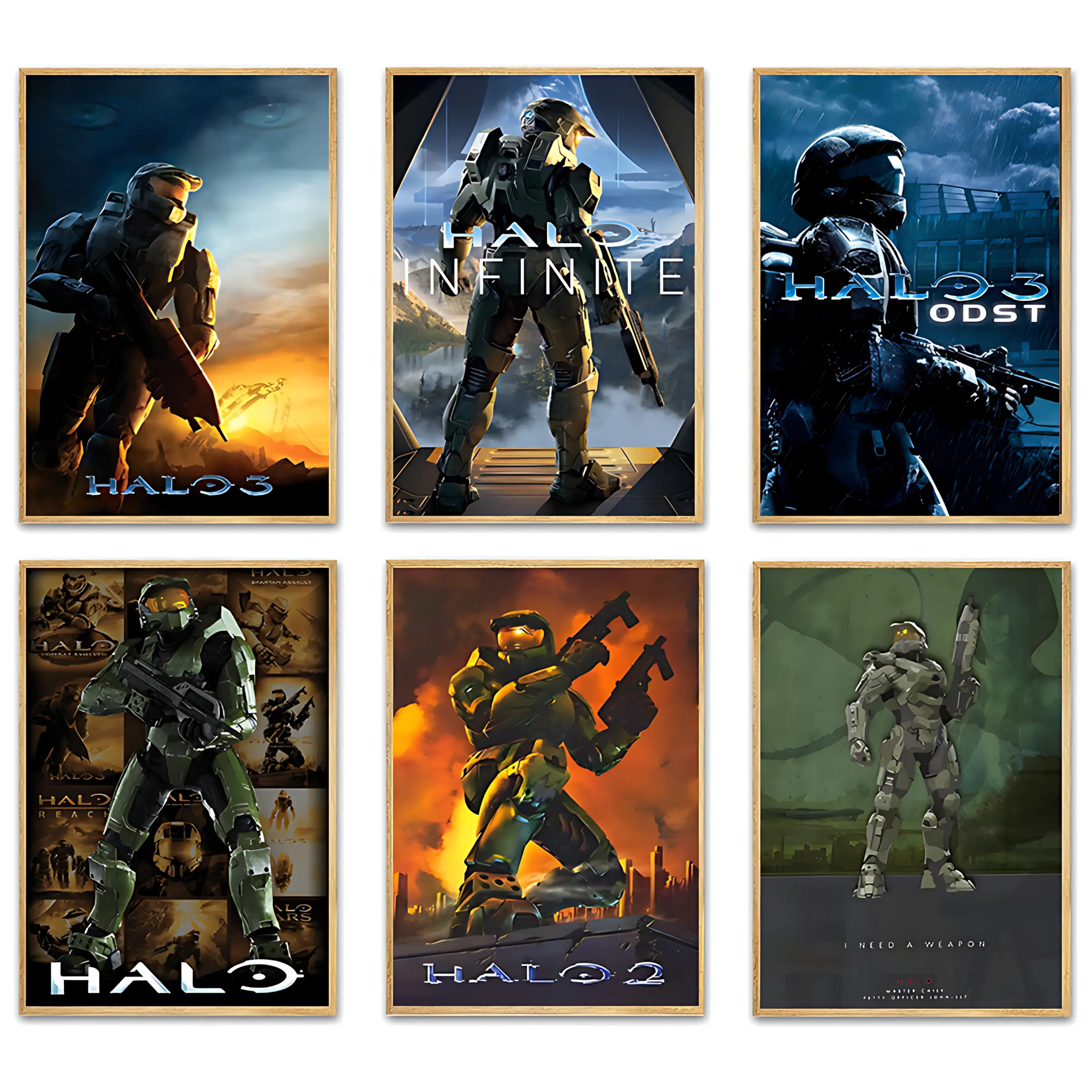 Halo Master Chief Canvas Wall Art Poster, Legendary Sci-Fi Gaming Room Decor, HD Framed Canvas Print for Bedroom, Man Cave & Gamer Setup, Collectible Gift for Halo Fans