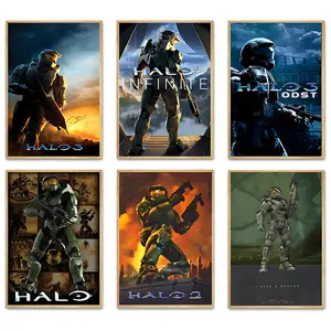 Halo Master Chief Canvas Wall Art Poster, Legendary Sci-Fi Gaming Room Decor, HD Framed Canvas Print for Bedroom, Man Cave & Gamer Setup, Collectible Gift for Halo Fans
