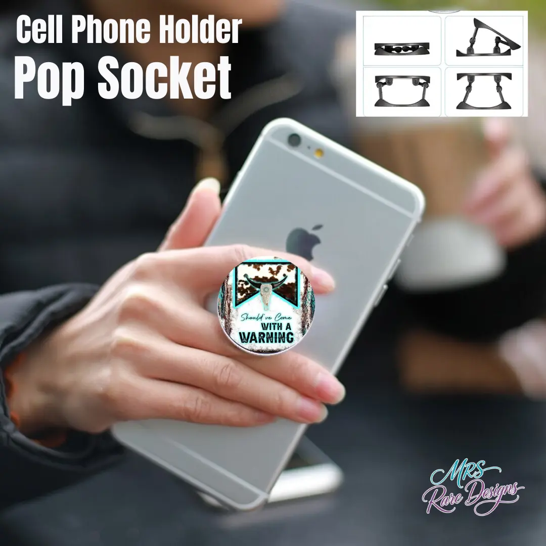 Western Longhorn “Should’ve Come With a Warning” Pop Socket Phone Grip ...