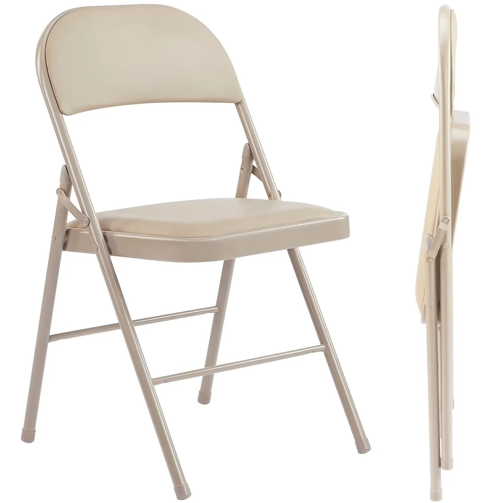 Leather Padded Folding Living Room Chairs 2 Pack Sturdy Metal Foldable Chair Easy to Use and Storage Outdoor for Home Office