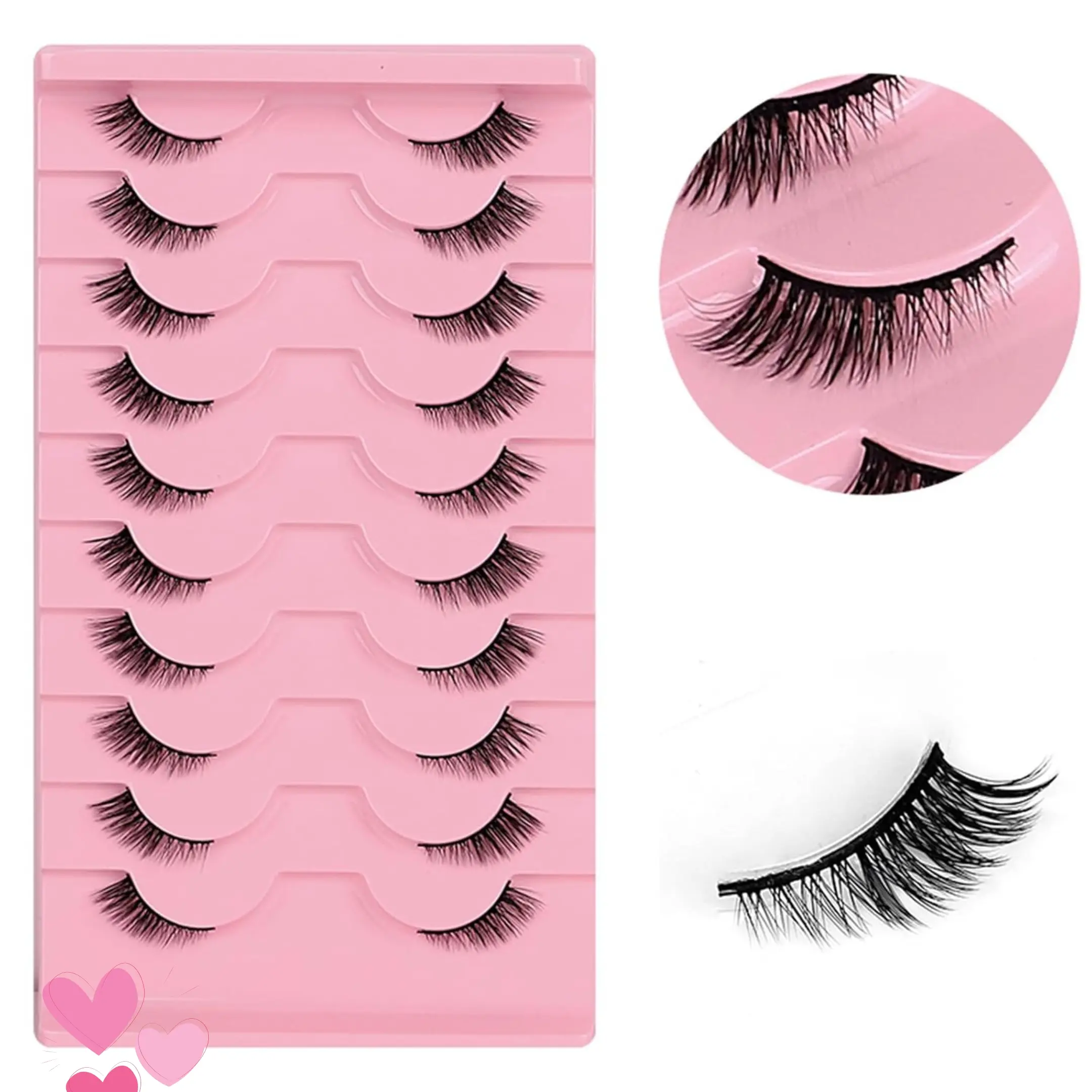 Natural Fluffy Half Lashes, Cat Eye Cluster Design, Bold Makeup, Short False Eyelashes, Enhance Eyes, 10 Pairs, False Eyelashes Clusters