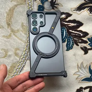 for Samsung Galaxy S25 S24 S23 S22 Ultra S21 S21+ A72 A52 Phone Case Drop Protection Metal +Silicone Triple Protection Aluminum Alloy Black And Red S25