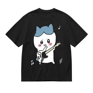 Cute Chiikawa Playing Guitar T-Shirts, Funny Cotton T-Shirt, Short Sleeve Round Neck T-Shirt, Gift Idea and Merchandise