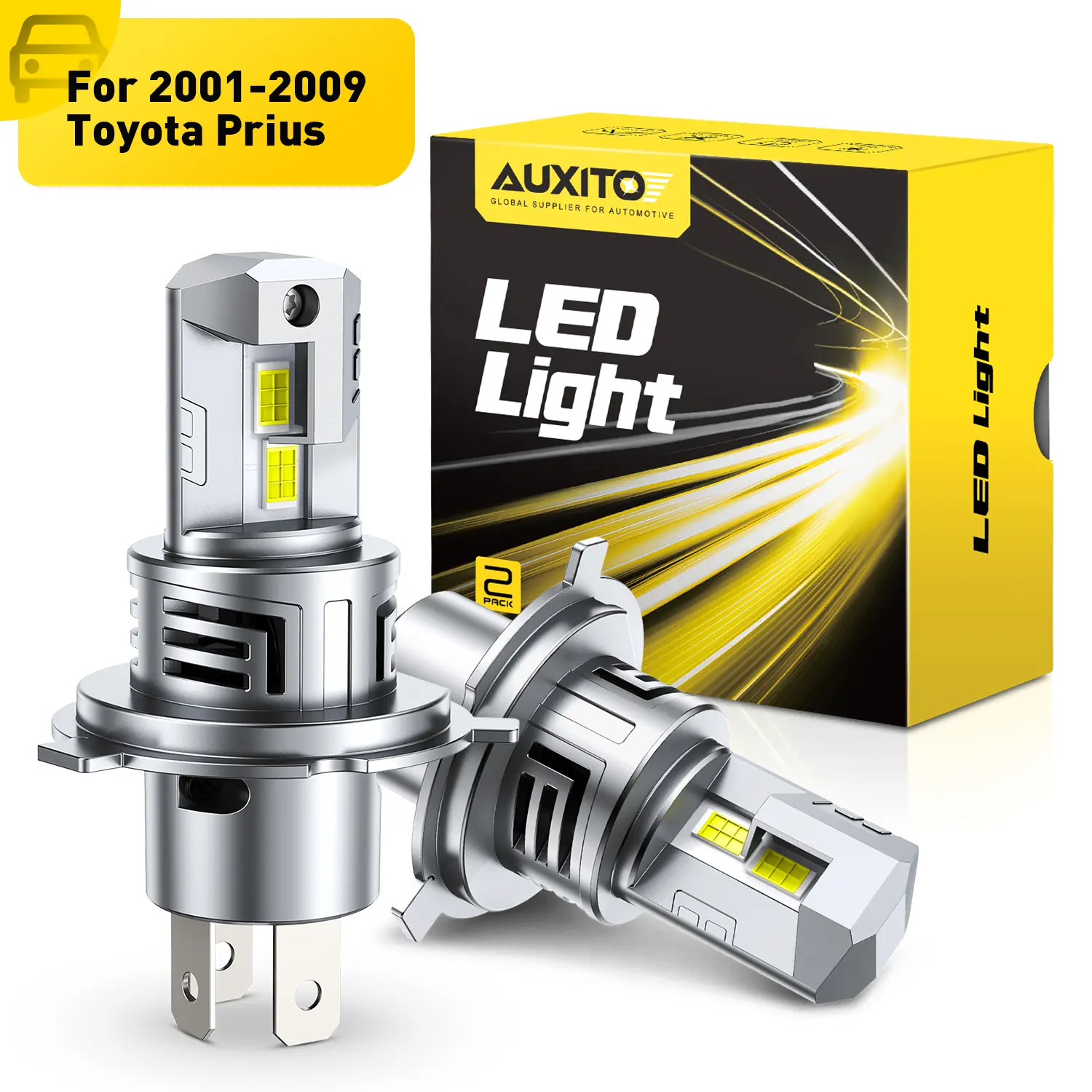 For 2001-2009 Toyota Prius LED Headlight Bulbs-H4 9003 High/Low Beam LED Bulbs, 48000LM insane Brightness,6500K White,60,000Hrs Long Service Life with Cooling Fans,CANBUS Ready,No Flickering,Pack of 2
