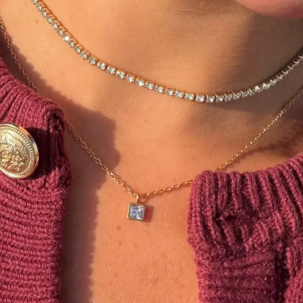 EVRY JEWELS Gold or Silver Plated Women's Hypoallergenic Faye Birthstone Necklace EVRY JEWELS Gold or Silver Plated Women's Hypoallergenic Faye Birthstone Necklace