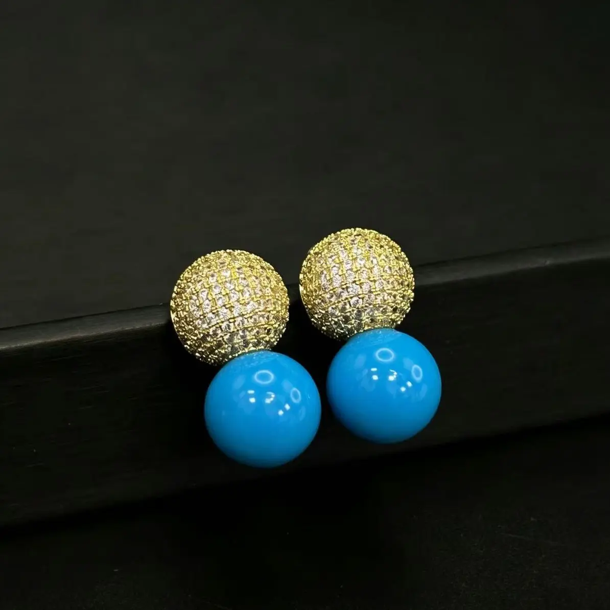 Design Large Single Bead Turquoise Stud Earrings Spotlight Natural Turquoise