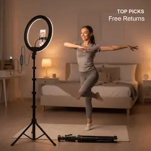 12 Inch Ring Light on 160cm Tripod, 3-Color Adjustable Lighting with Secure Phone Holder, Essential for High-Quality Video Recording and TikTok Lives #ring lights tripod # Rechargeable Dimmable Selfie #SummerVibes