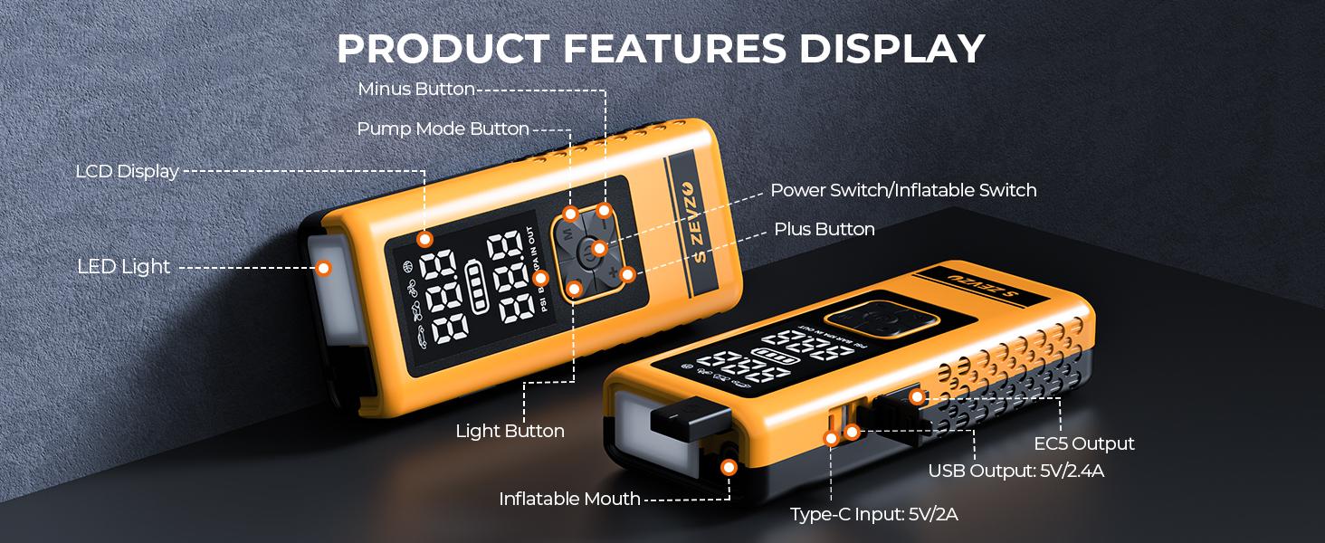 13800hAm the 10 in 1 the 4000A Car Jump Starter with Air Compressor,Battery Jumper Starter Portable with 150PSI Tire Inflator 12V Jump Box with LCD Display,Flashlight,Storage Case.